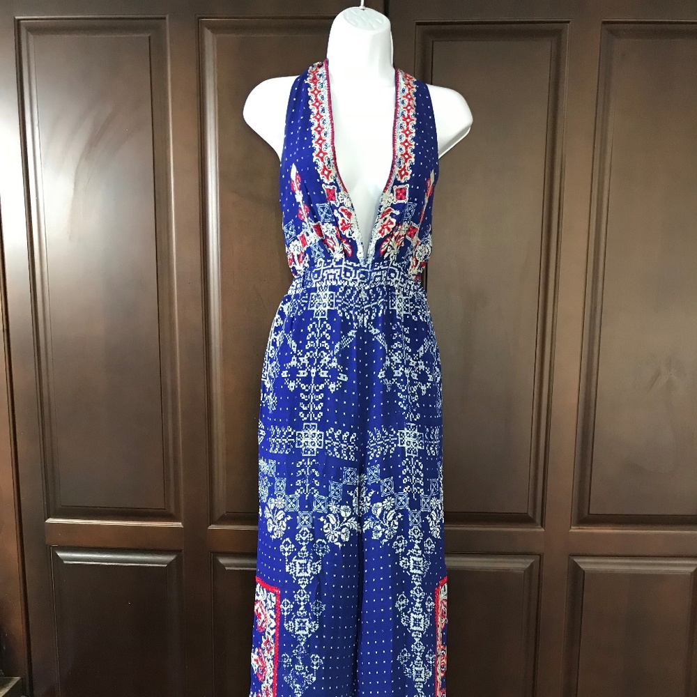 Rococo Sands Blue Halter Jump Suit-S XS